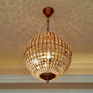 Lustra Lustre Gold Globe Crystal Vintage