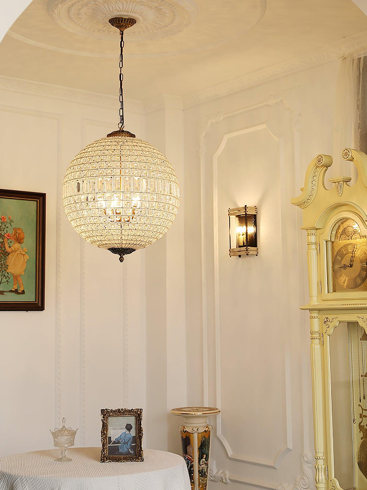 Calaine Lustre Gold Globe Crystal Vintage
