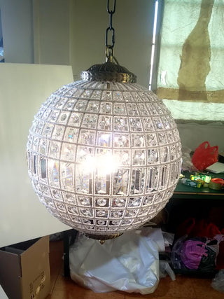 Lustra Lustre Gold Globe Crystal Vintage