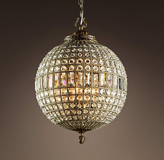 Lustra Lustre Gold Globe Crystal Vintage