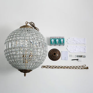 Lustra Lustre Gold Globe Crystal Vintage