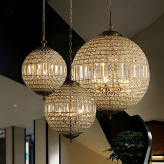 Lustra Lustre Gold Globe Crystal Vintage