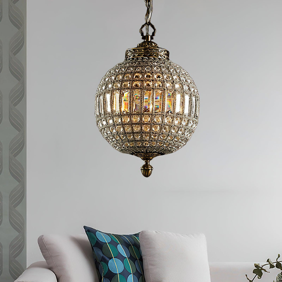 Calaine Lustre Gold Globe Crystal Vintage