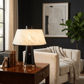 Trapezia Alabaster Desk Lamp-Neutral Decor