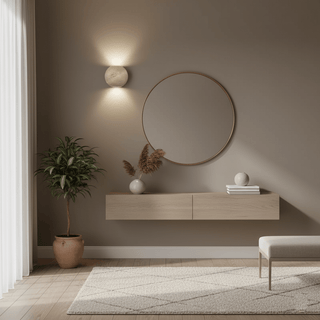 Travertine Globe Wall Sconce-Neutral Decor