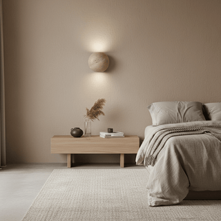 Travertine Globe Wall Sconce-Neutral Decor