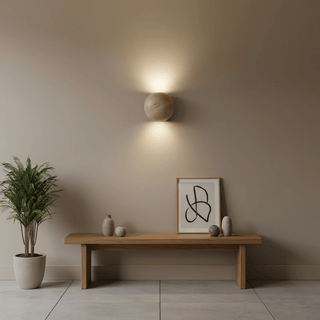 Travertine Globe Wall Sconce-Neutral Decor