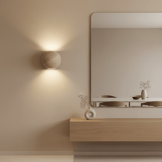 Travertine Globe Wall Sconce-Neutral Decor
