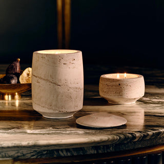 Sovel Supporteur de Bougie en Pierre de Travertin Naturel Moderne Élégant Intérieur