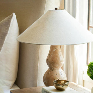 Travertine Double-Gourd Table Lamp-Neutral Decor