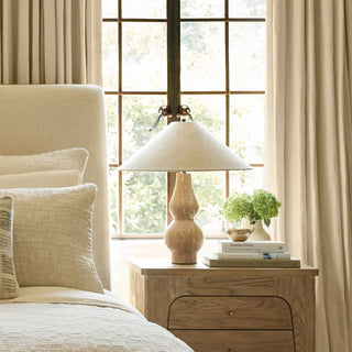 Travertine Double-Gourd Table Lamp-Neutral Decor
