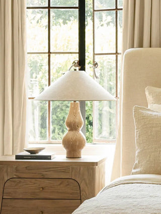 Travertine Double-Gourd Table Lamp-Neutral Decor
