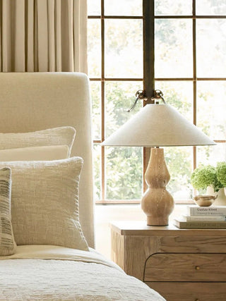 Travertine Double-Gourd Table Lamp-Neutral Decor