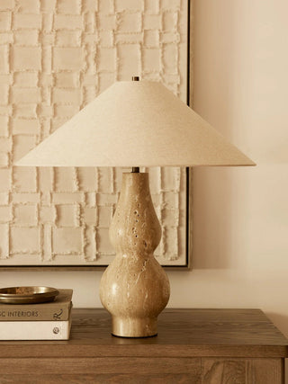 Travertine Double-Gourd Table Lamp-Neutral Decor
