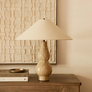 Travertine Double-Gourd Table Lamp-Neutral Decor