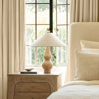 Travertine Double-Gourd Table Lamp-Neutral Decor