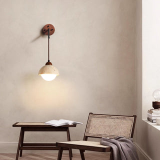 Travertine Swing Arm Wall Sconce-Neutral Decor