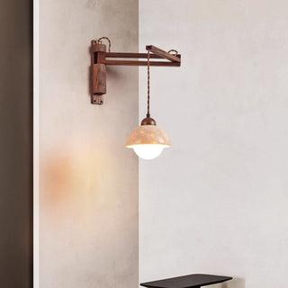Travertine Swing Arm Wall Sconce-Neutral Decor