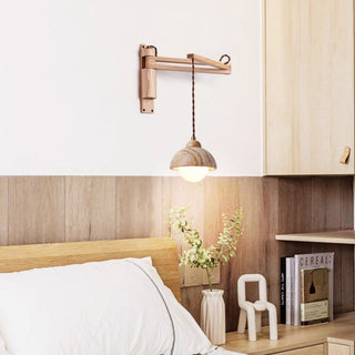 Travertine Swing Arm Wall Sconce-Neutral Decor