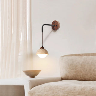 Travertine Swing Arm Wall Sconce-Neutral Decor