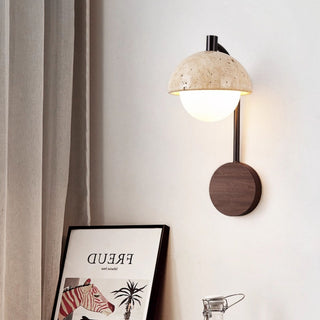 Travertine Swing Arm Wall Sconce-Neutral Decor
