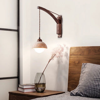 Travertine Swing Arm Wall Sconce-Neutral Decor
