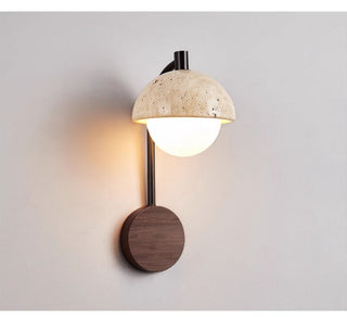 Travertine Swing Arm Wall Sconce-Neutral Decor