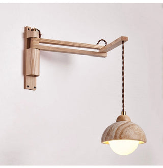 Travertine Swing Arm Wall Sconce-Neutral Decor