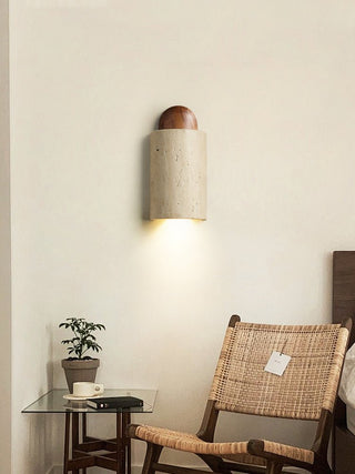 Zyphe Applique Murale en Travertin Naturel Jaune Forme Capsule