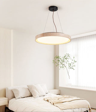 Travertine Circle LED Pendant Light-Neutral Decor