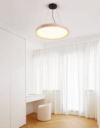 Travertine Circle LED Pendant Light-Neutral Decor