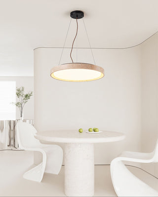 Travertine Circle LED Pendant Light-Neutral Decor