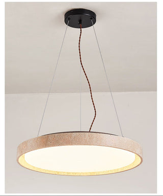 Travertine Circle LED Pendant Light-Neutral Decor