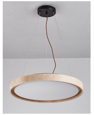 Travertine Circle LED Pendant Light-Neutral Decor