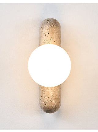 Travertine Column Globe Wall Sconce-Neutral Decor