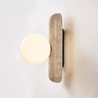 Travertine Column Globe Wall Sconce-Neutral Decor