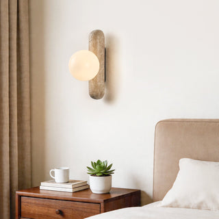 Travertine Column Globe Wall Sconce-Neutral Decor