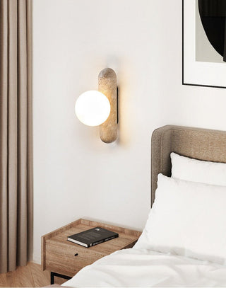 Travertine Column Globe Wall Sconce-Neutral Decor