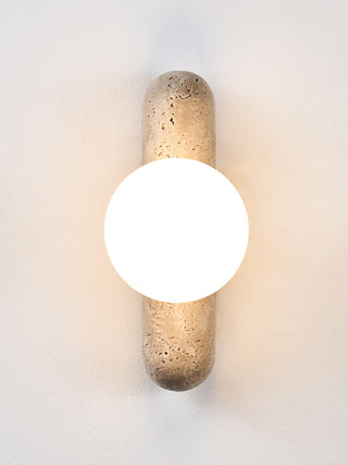 Travertine Column Globe Wall Sconce-Neutral Decor
