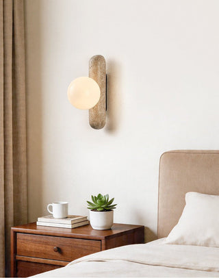 Travertine Column Globe Wall Sconce-Neutral Decor