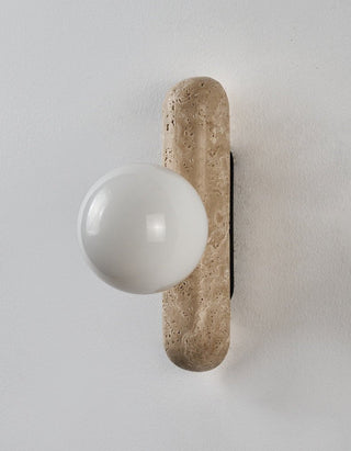 Travertine Column Globe Wall Sconce-Neutral Decor