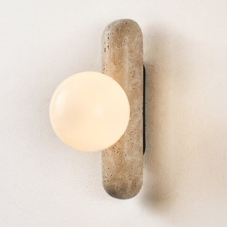 Travertine Column Globe Wall Sconce-Neutral Decor