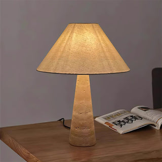 Travertine Column Table Lamp-Neutral Decor