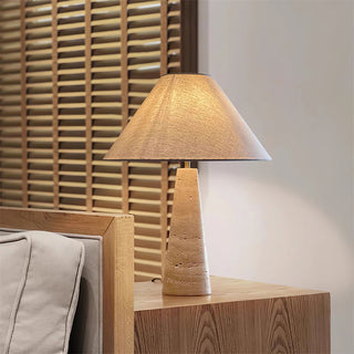 Travertine Column Table Lamp-Neutral Decor