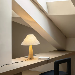Travertine Column Table Lamp-Neutral Decor