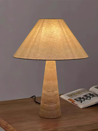 Travertine Column Table Lamp-Neutral Decor