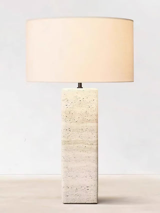 Travertine Column Table Lamp-Neutral Decor