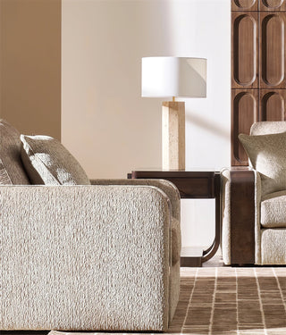 Travertine Column Table Lamp-Neutral Decor