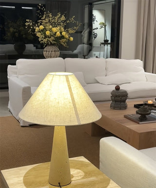 Travertine Column Table Lamp-Neutral Decor