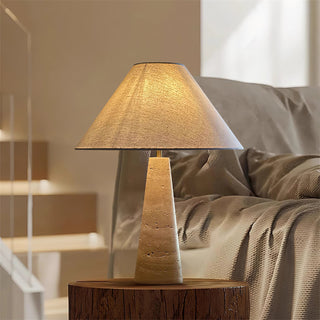 Travertine Column Table Lamp-Neutral Decor